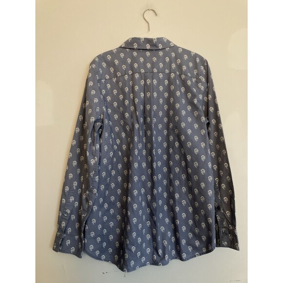 Garnet Hill 100% Organic Cotton Button Up Shirt 12 Women’s Blue Floral - Picture 9 of 9